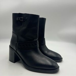 Aquatalia Evette Black Leather Made in Italy Boots